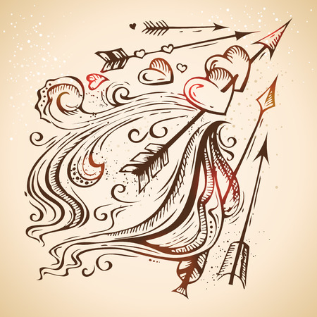 50177160 - hand-drawn vintage heart sketch. retro valentine's illustration.