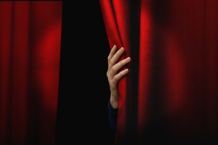 Opening red curtain